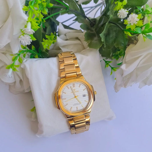 Bophieri Golden Watch with Cream White Dial