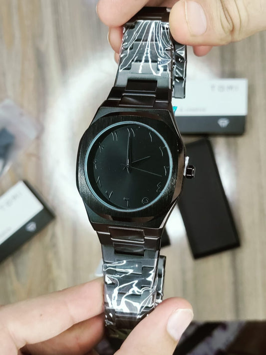 Premium Black Aura Stainless Steel Waterproof Watch – Original Design