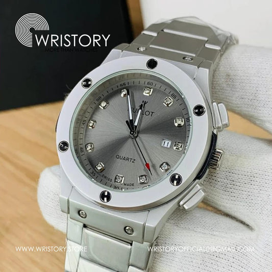 Luxury Silver Stainless Steel Hublot Quartz Watch