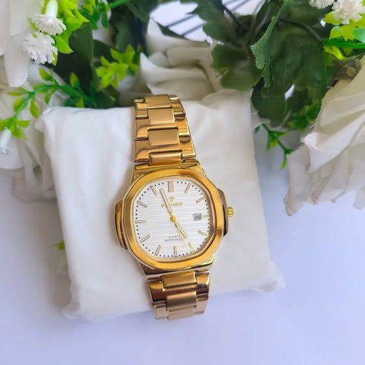 Bophieri Golden Watch with Cream White Dial