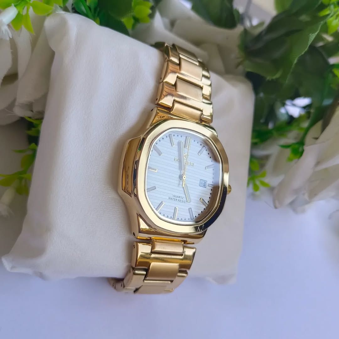 Bophieri Golden Watch with Cream White Dial