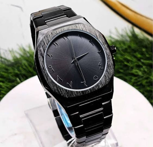 Premium Black Aura Stainless Steel Waterproof Watch – Original Design