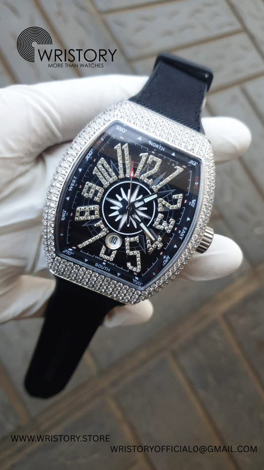 Franck Muller Vanguard Black Automatic Diamond Men's Watch