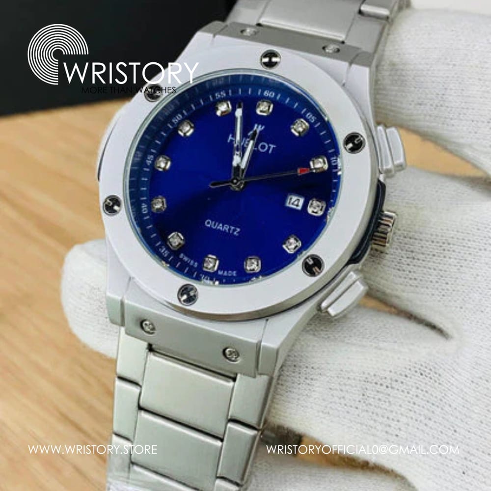 Luxury Silver Stainless Steel Hublot Quartz Watch
