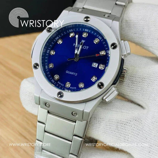 Luxury Silver Stainless Steel Hublot Quartz Watch