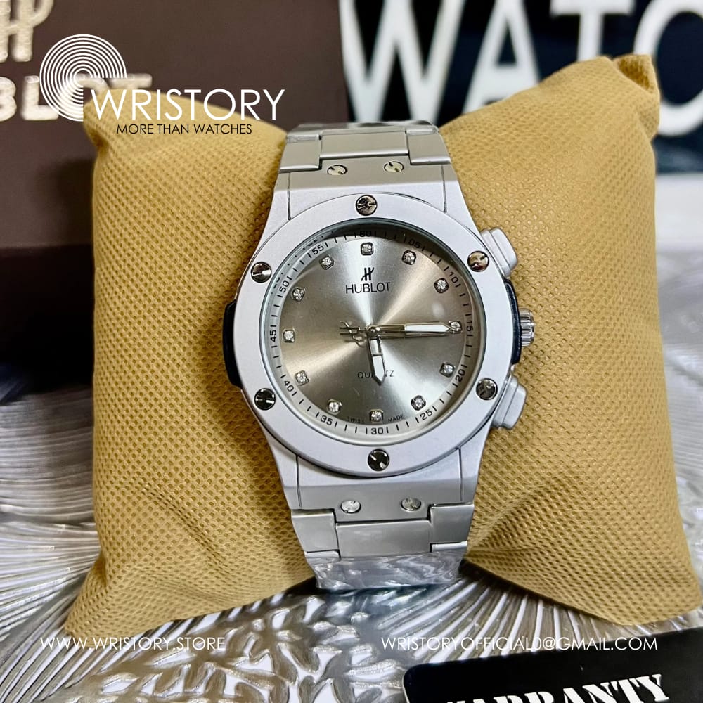 Luxury Silver Stainless Steel Hublot Quartz Watch